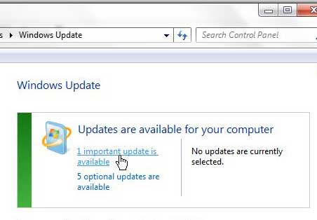 choose windows 7 updates to install