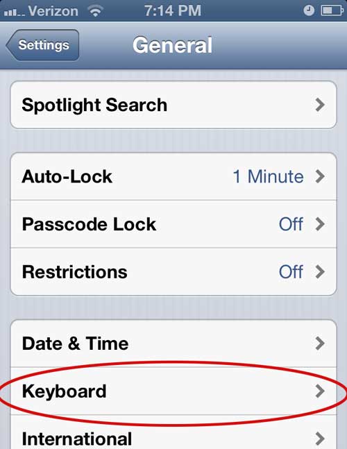 iphone 5 keyboard settings