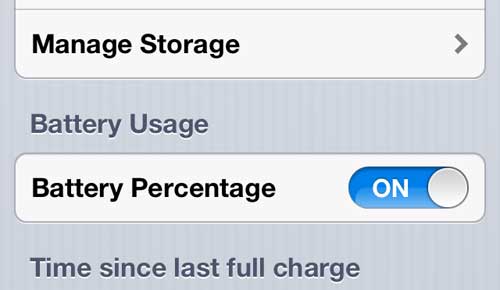 how to display battery percentage on the iphone 5