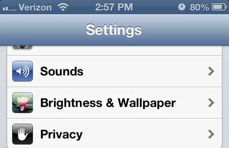 iphone 5 brightness and wallpaper menu