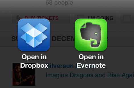 tap the open in dropbox icon