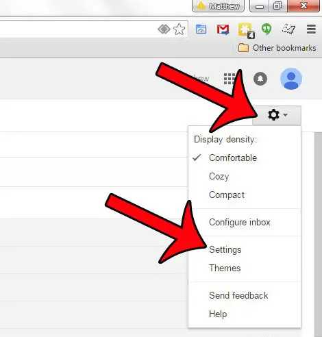 open Gmail settings