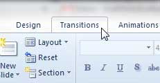 click the transitions tab