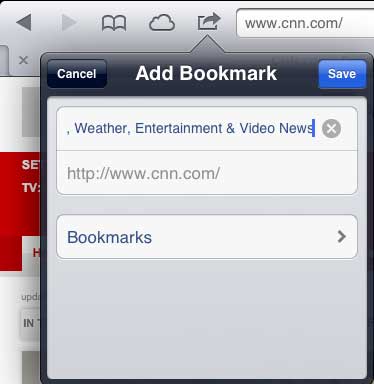 select the bookmarks option