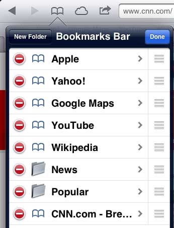 touch the edit button on the bookmarks menu