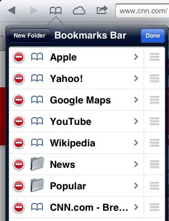 touch the edit button on the bookmarks menu