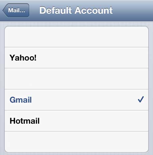 how to set the default email account on the iphone 5