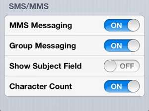 how to show the character count on iphone 5 messages