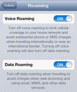 how to turn on data roaming on the iphone 5