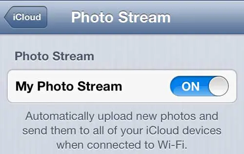 enable iphone photo stream