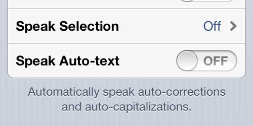 how to turn off speak auto text on iPhone