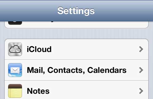 Open the "Mail, Contacts, Calendars" menu on your iPhone