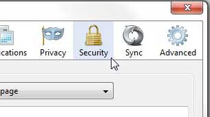 Open the Firefox "Security" menu