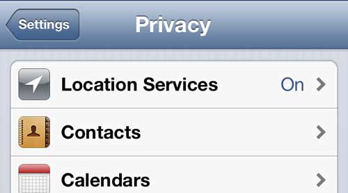 Touch the Location Services button