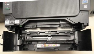 Open the front panel to access the toner and drum