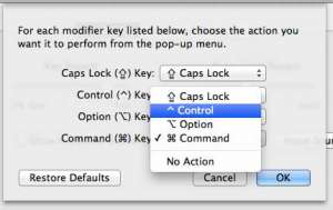 Set the action for the Command key