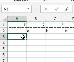select the locatio where the data is to be pasted