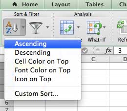 how to sort in excel for mac 2011