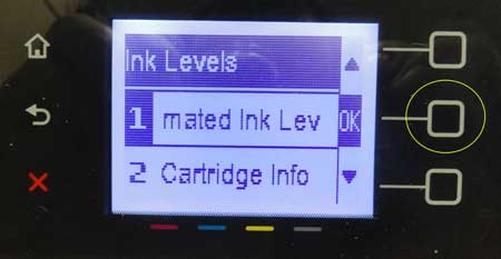 Select the Estimated Ink Levels option
