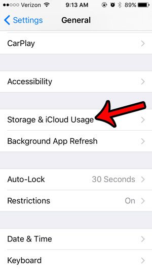 Tap Storage & iCloud Usage