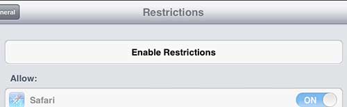 tap the enable restrictions button