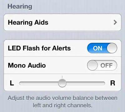 turn on the led flash for alerts option