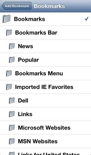 Choose the preferred location for the bookmark