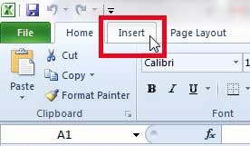 click the insert tab