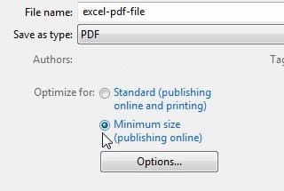select either the standard or minimum size option