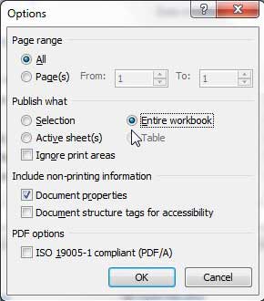 select the entire workbook option