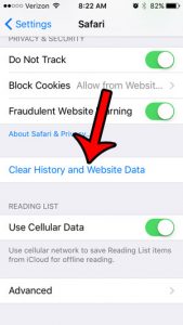 how to erase cookies on iphone