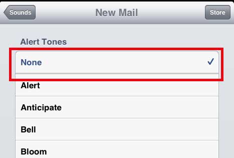 turn off the ipad new mail notification sound