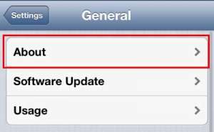 open the iPhone 5 about menu