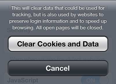 press the clear cookies and data button again
