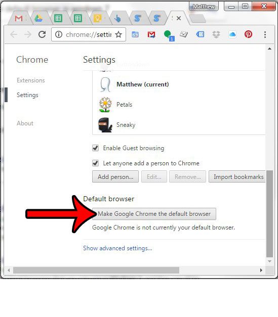 how to make Chrome the default browser in Windows 7