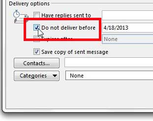 check the box to the left of do not deliver before