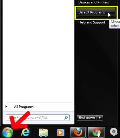 click start, then click default programs