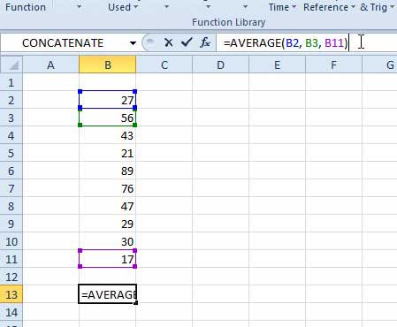other options for using the average formula in excel 2010