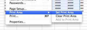 how to set the print area in excel 2011