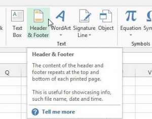 how to insert a header in excel 2013