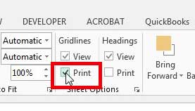 how to print gridlines in excel 2013