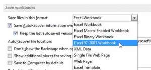 how to save as .xls by default in Excel 2013