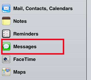 select the messages option