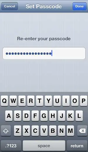 re-enter the passcode