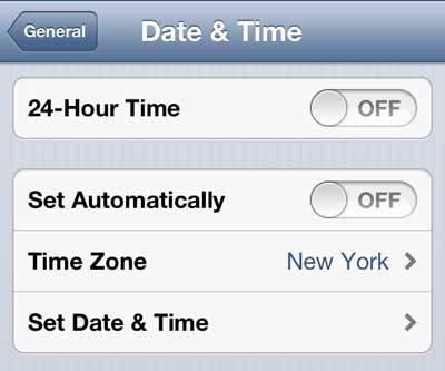 select the time zone option