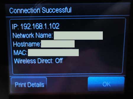 officejet 6700 successfully connected to wireless network