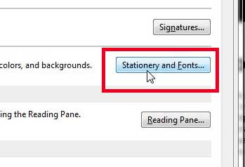 click the stationery and fonts button