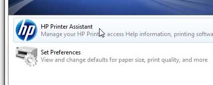 select the hp printer assistant option