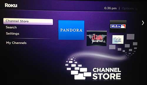 select the roku 3 channel store