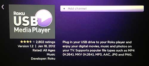 add the usb media player channel